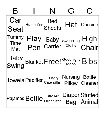 Baby Gifts Bingo Card