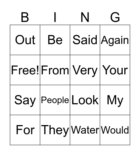 Martine's Sight Words Bingo Card