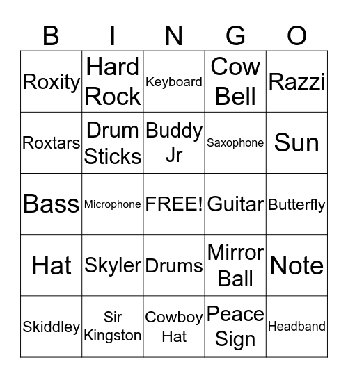 Roxtars Bingo Card