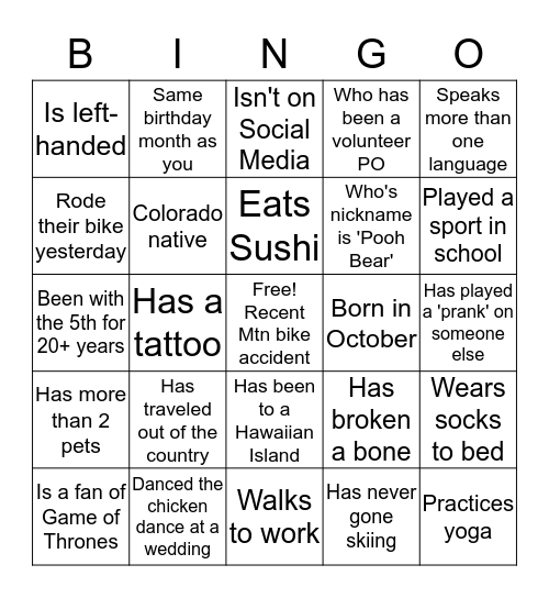 5th JD Retreat Bingo Card