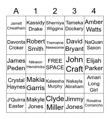 8th Grade Bingo Card