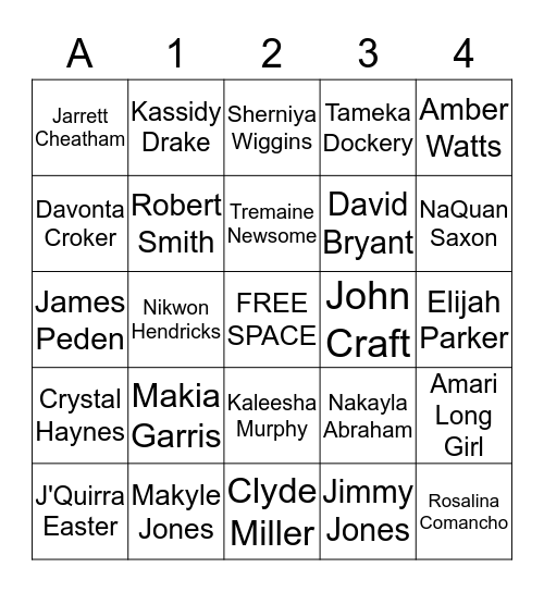 8th Grade Bingo Card