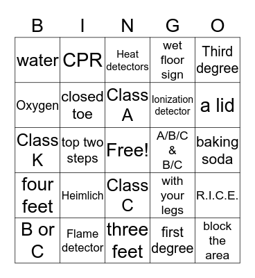 Workplace Safety Bingo Card