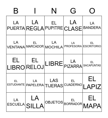 OBJETOS DE LA CLASE Bingo Card