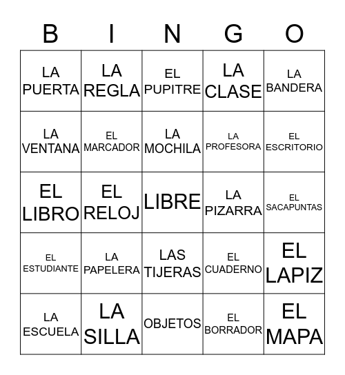 OBJETOS DE LA CLASE Bingo Card