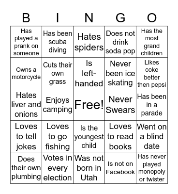 Network Reunion Bingo Card