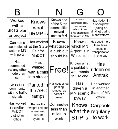 OTSM annual meeting Bingo Card