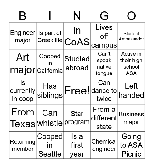 Untitled Bingo Card