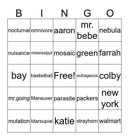Untitled Bingo Card