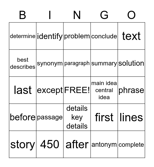 MCA Prep Bingo Card