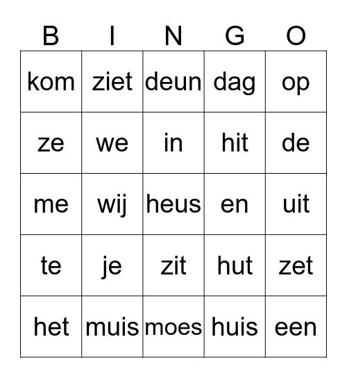 tim ziet een muis Bingo Card