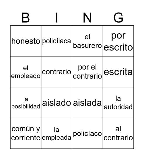 El incidente Bingo Card