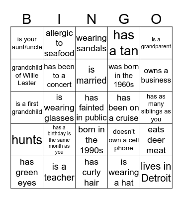 Find Someone Who... Bingo Card