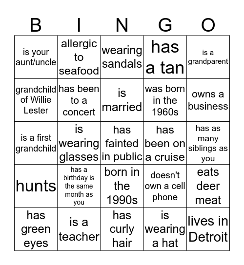 Find Someone Who... Bingo Card