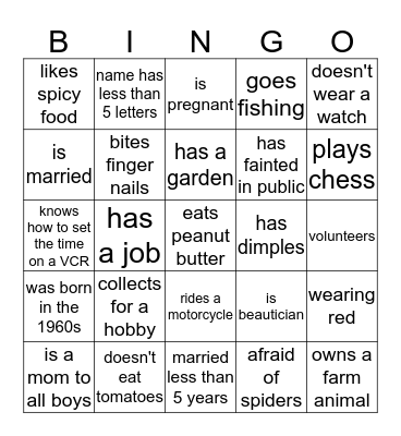 Find Someone Who... Bingo Card