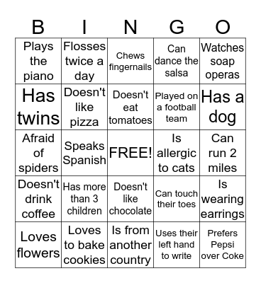 Ice-Breaker Bingo Card