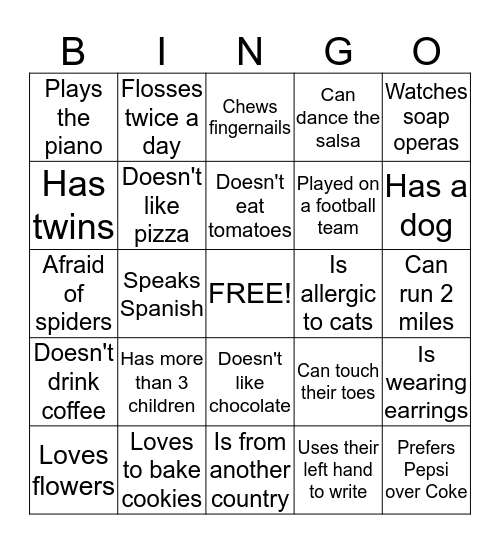 Ice-Breaker Bingo Card