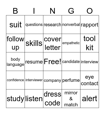 INTERVIEW BINGO Card