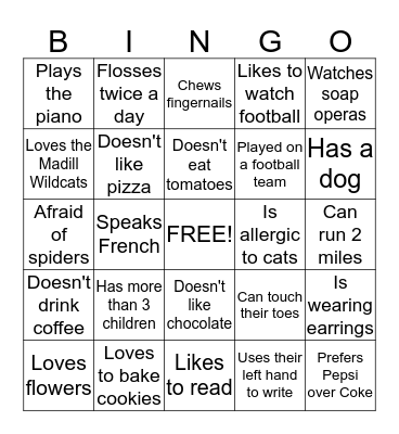 Ice-Breaker Bingo Card