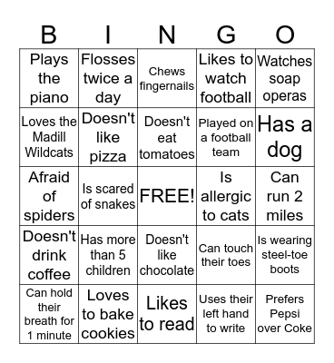 Ice-Breaker Bingo Card