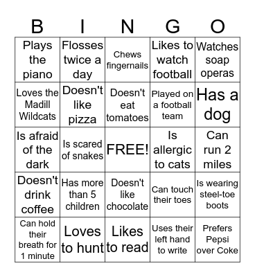 Ice-Breaker Bingo Card