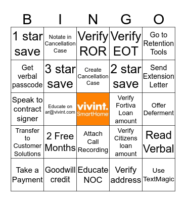 NESTING Bingo Card