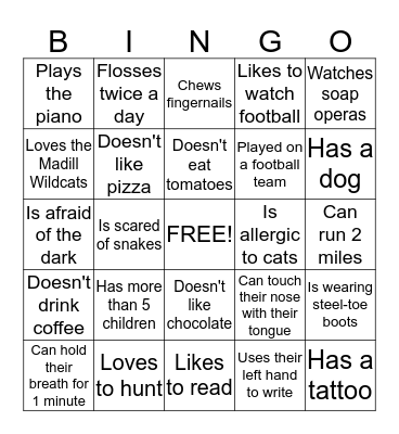 Ice-Breaker Bingo Card