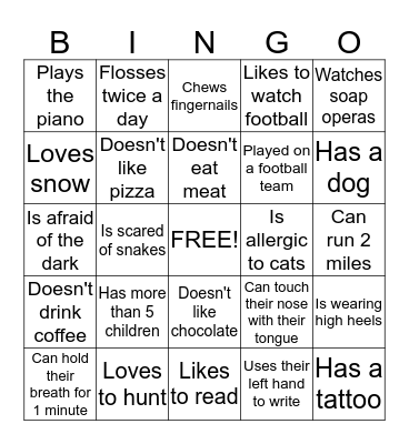 Ice-Breaker Bingo Card