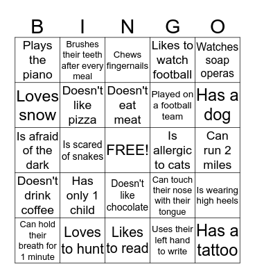 Ice-Breaker Bingo Card