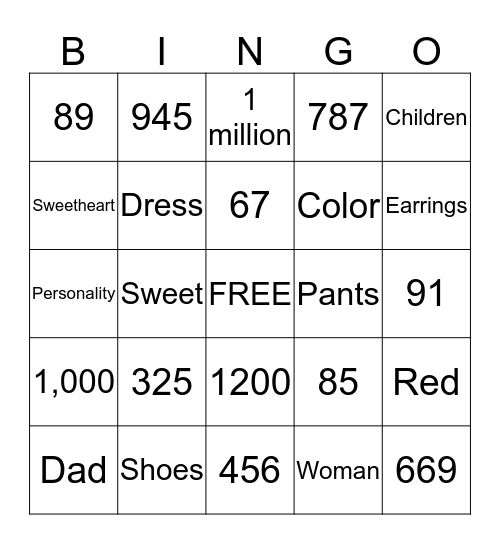 ASL 1 Numbers and Signs Bingo Card