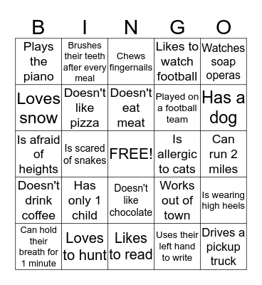 Ice-Breaker Bingo Card