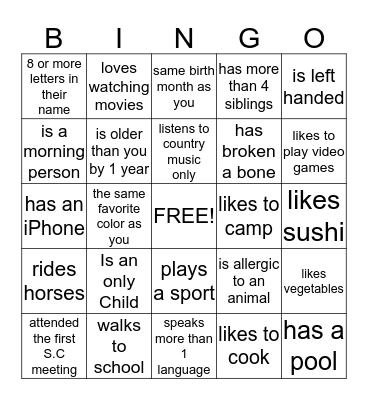 Steering Committee People Bingo! Bingo Card