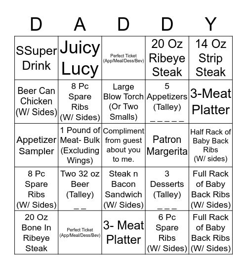 WHO'S YOUR DADDY?! Bingo Card