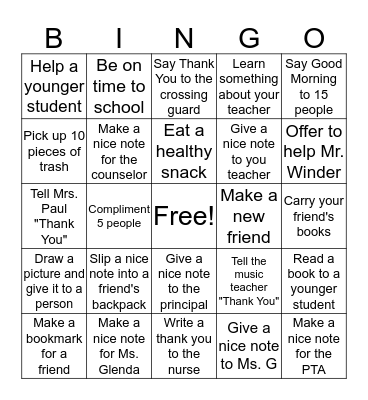 Respect Bingo Card