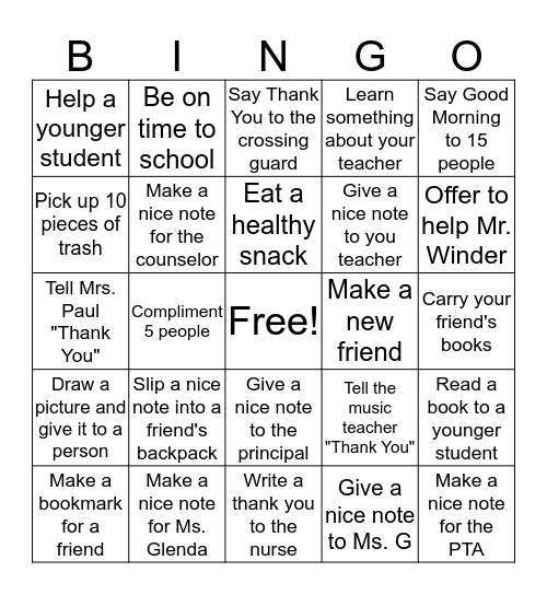Respect Bingo Card
