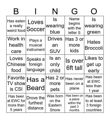 People Bingo Card