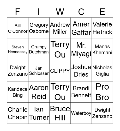 CSM Bingo Card