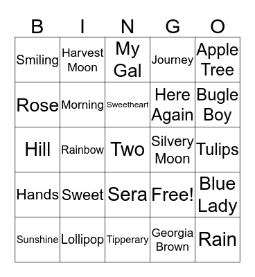 Complete the Song Title Bingo Card