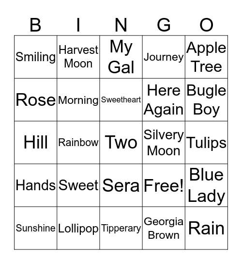 Complete the Song Title Bingo Card