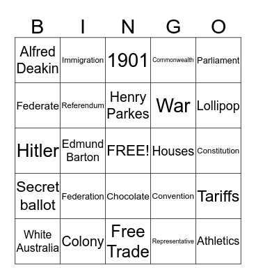 Federation Bingo Card