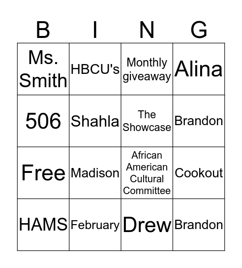 AACC Bingo Card