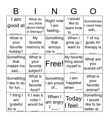 Getting To Know You Bingo Card