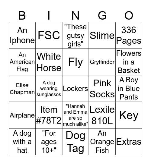 Tab October Bingo Card