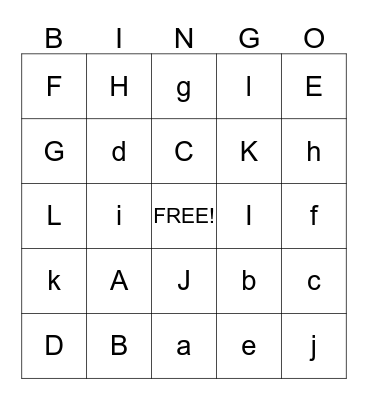 Alphabet Bingo Card