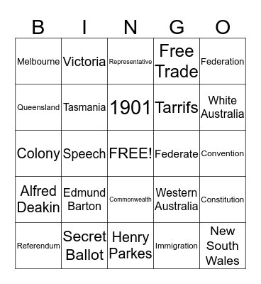 Federation Bingo Card