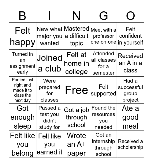 Success Bingo Card