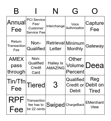 Page 3 of Merchant Agreement! Bingo Card