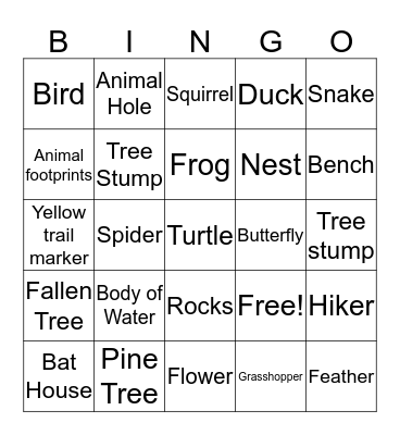 Ice Age Trail Bingo Card