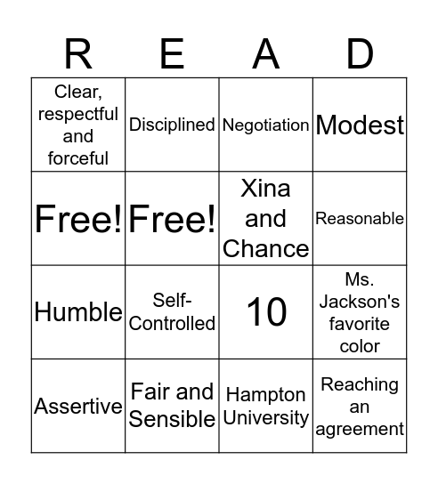 Vocabulary Bingo Set #2 Bingo Card