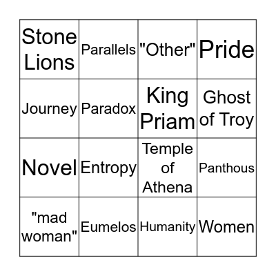 Cassandra Bingo Card